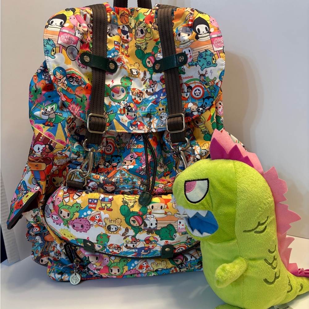 Tokidoki Backpack with Tokidoki 10” Kaiju Godzilla Plush